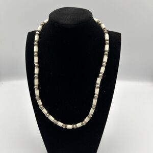 Vintage Bone and Metal Beaded 20" Necklace